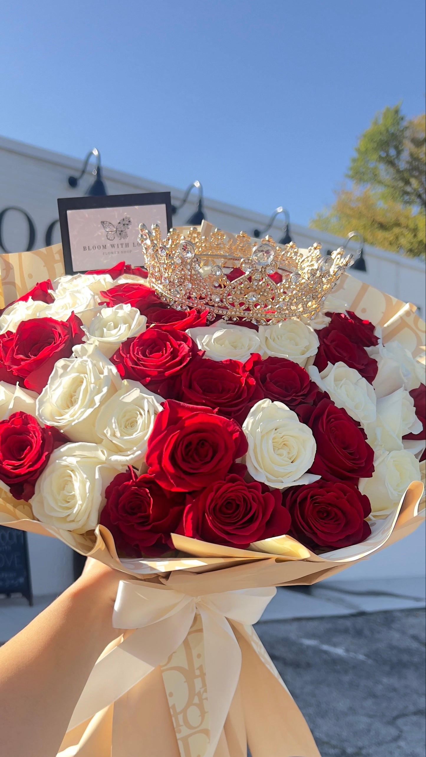 Red & White Rose Bouquet