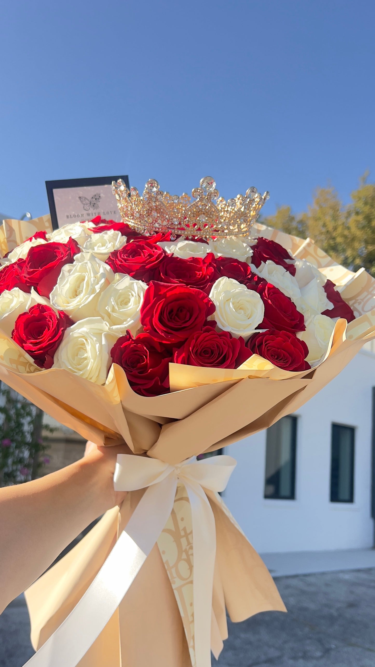 Red & White Rose Bouquet