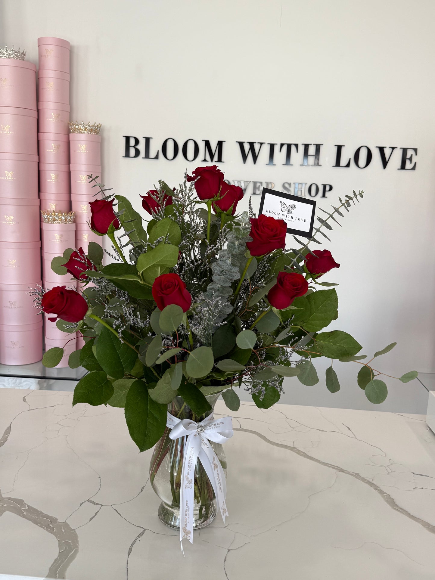 Dozen Rose Vase Arrangement