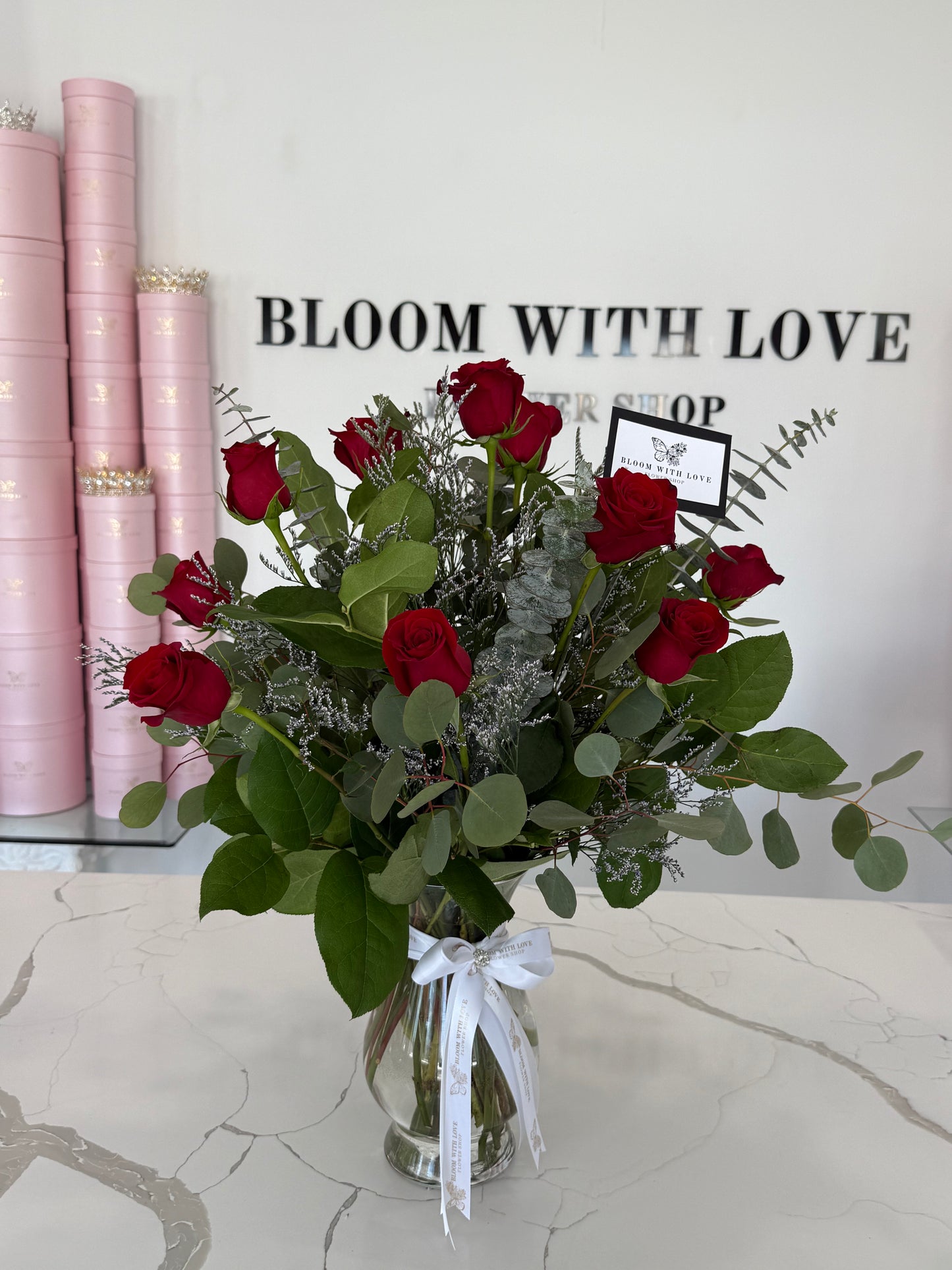 Dozen Rose Vase Arrangement