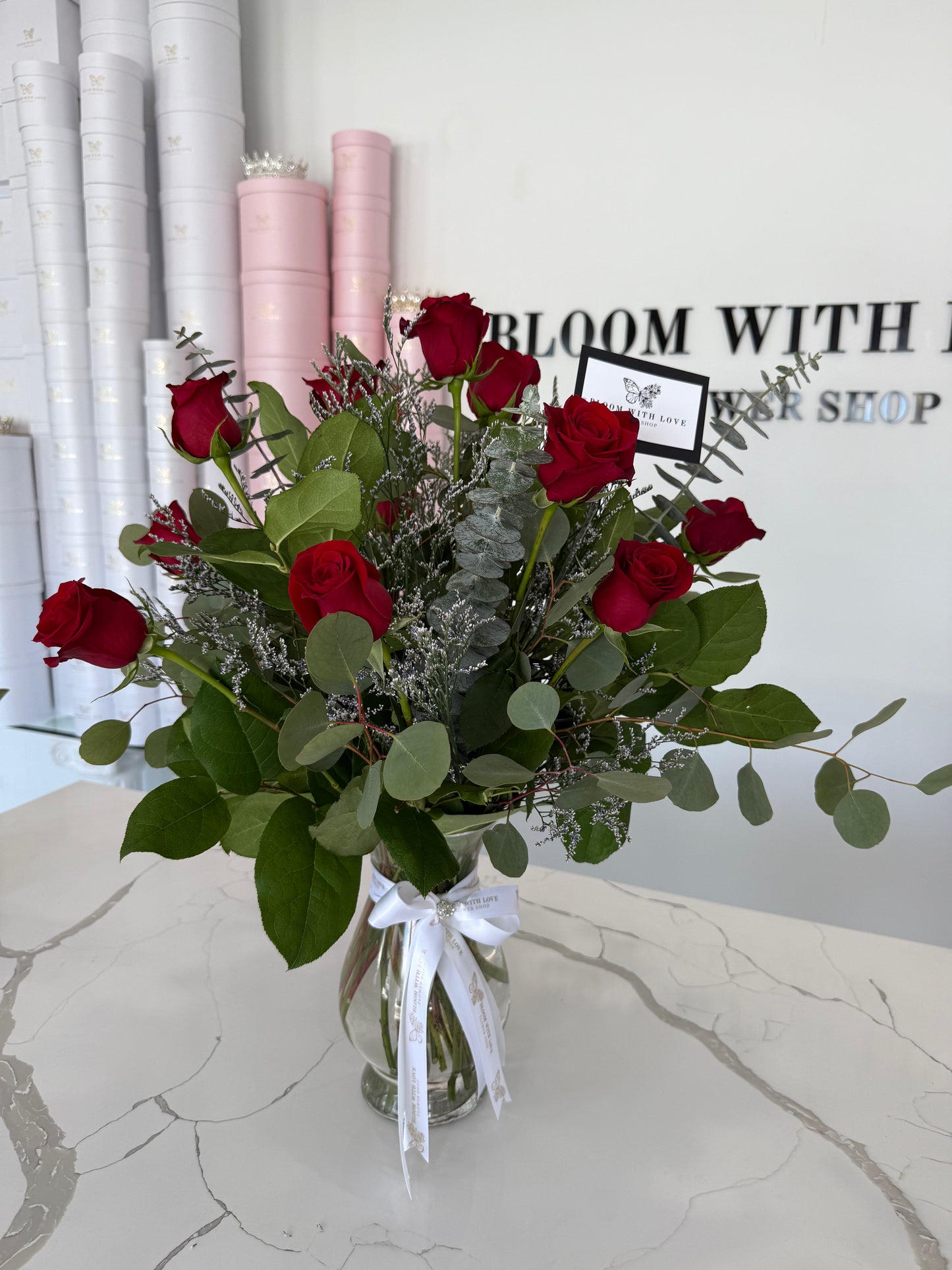 Dozen Rose Vase Arrangement