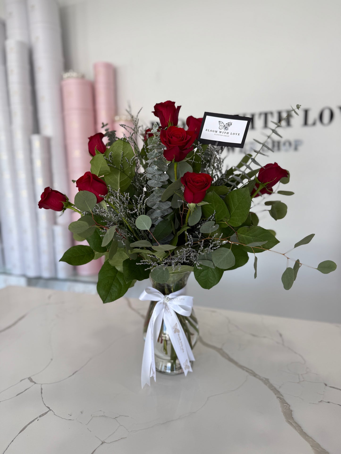 Dozen Rose Vase Arrangement
