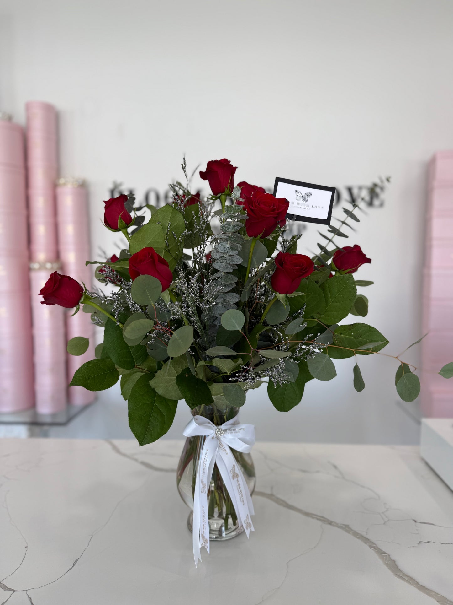 Dozen Rose Vase Arrangement