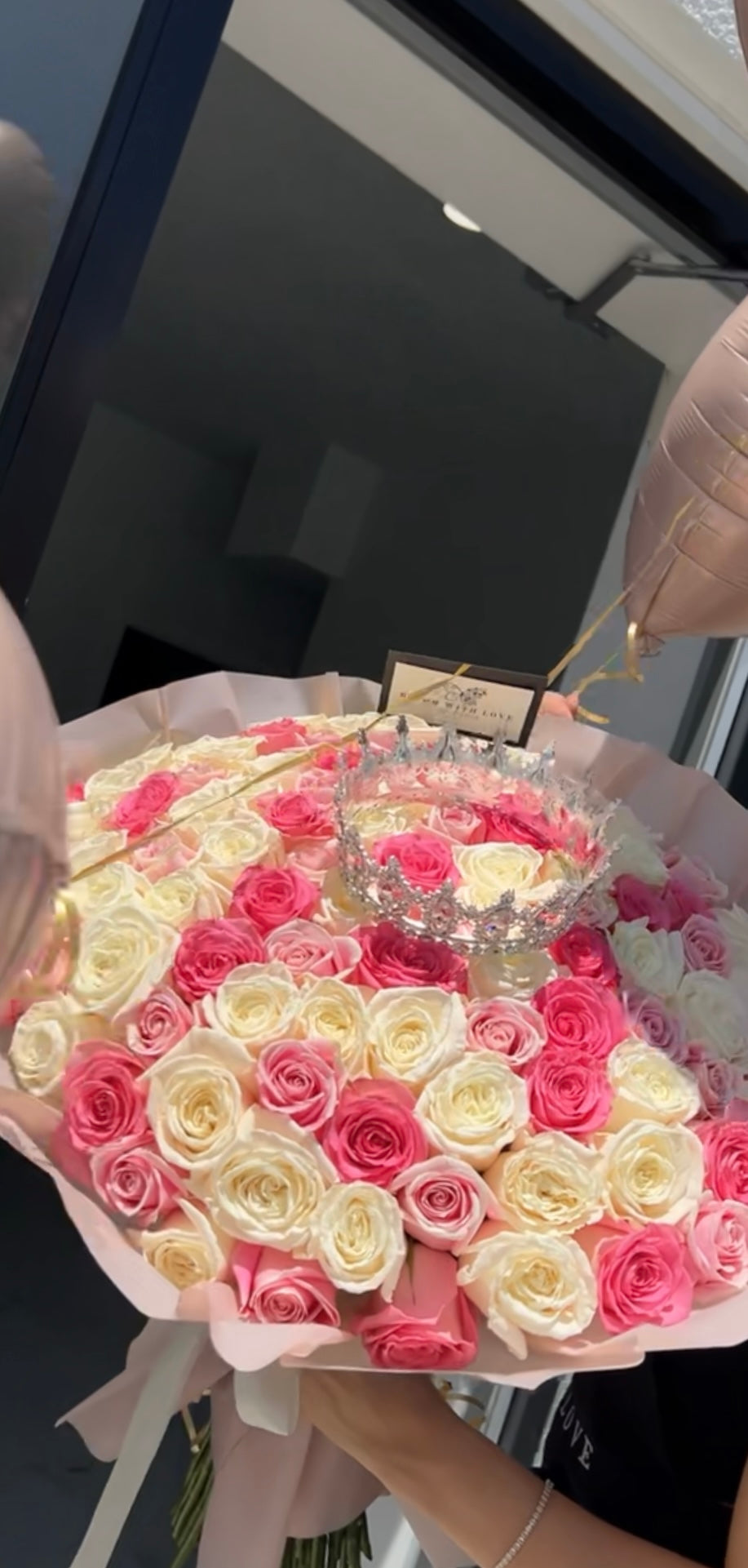 Pink & White Rose Bouquet