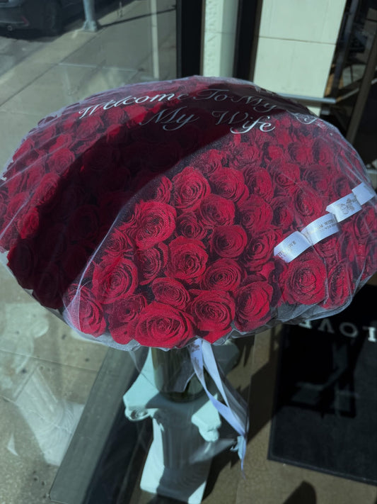 Veil Bouquet-Red Roses