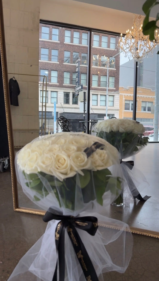 Veil Bouquet-White Roses