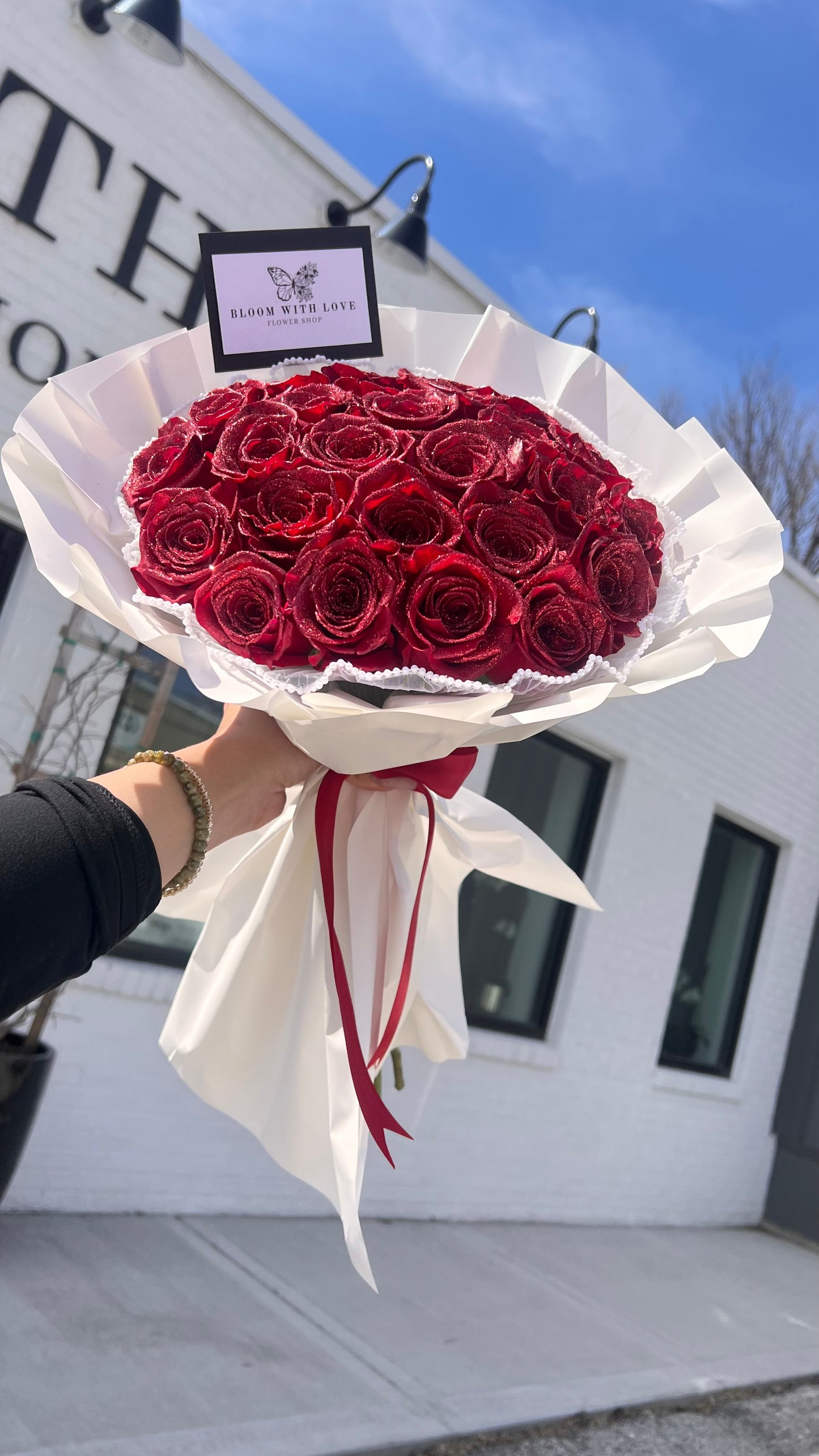 Red Glitter Rose Bouquet