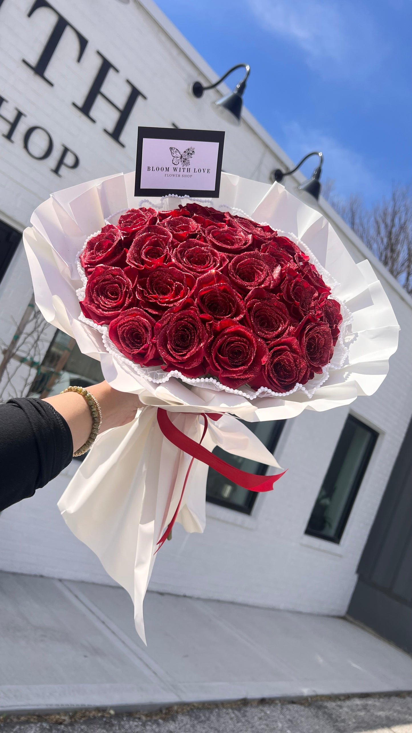 Red Glitter Rose Bouquet