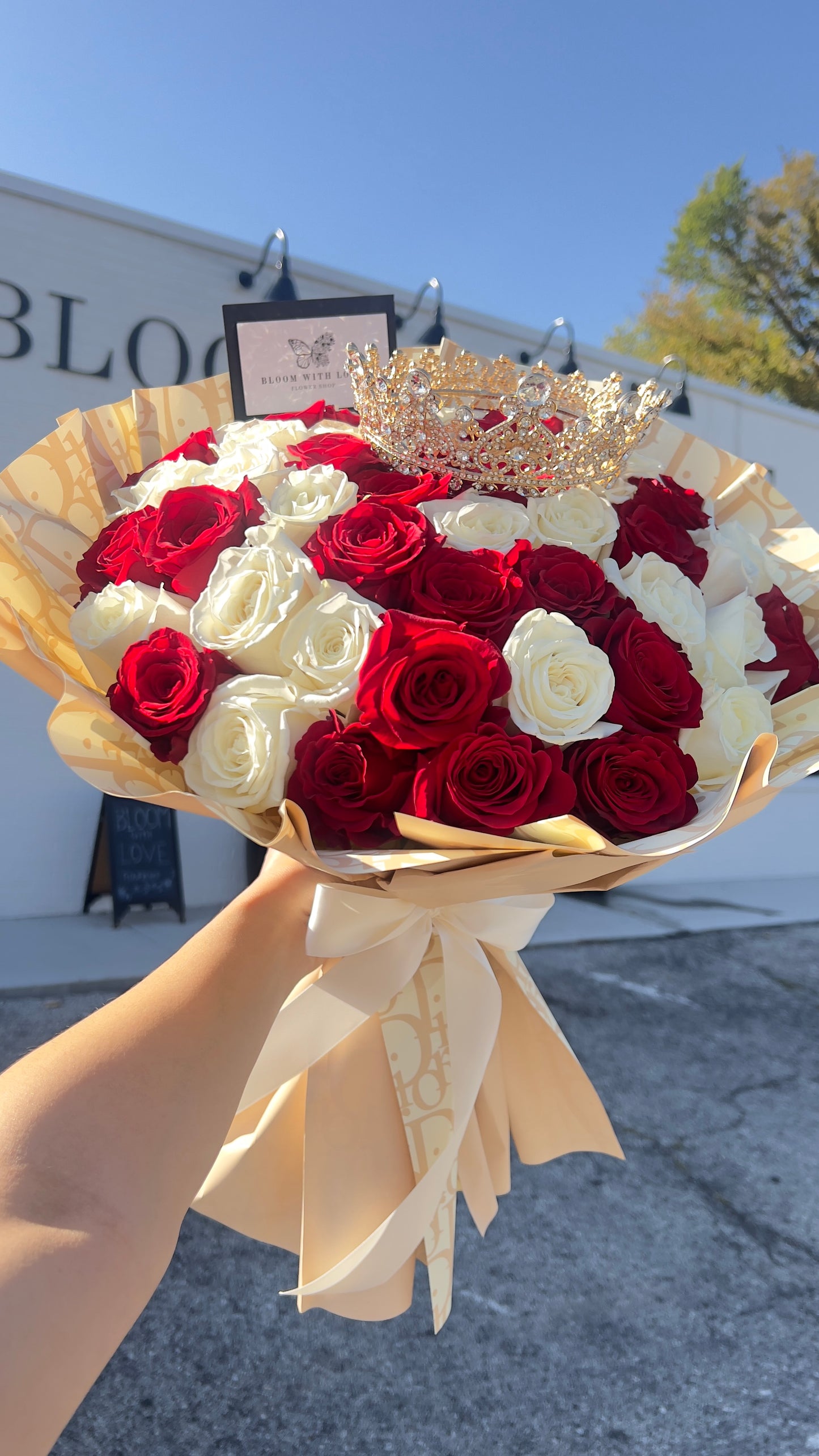 Red & White Rose Bouquet