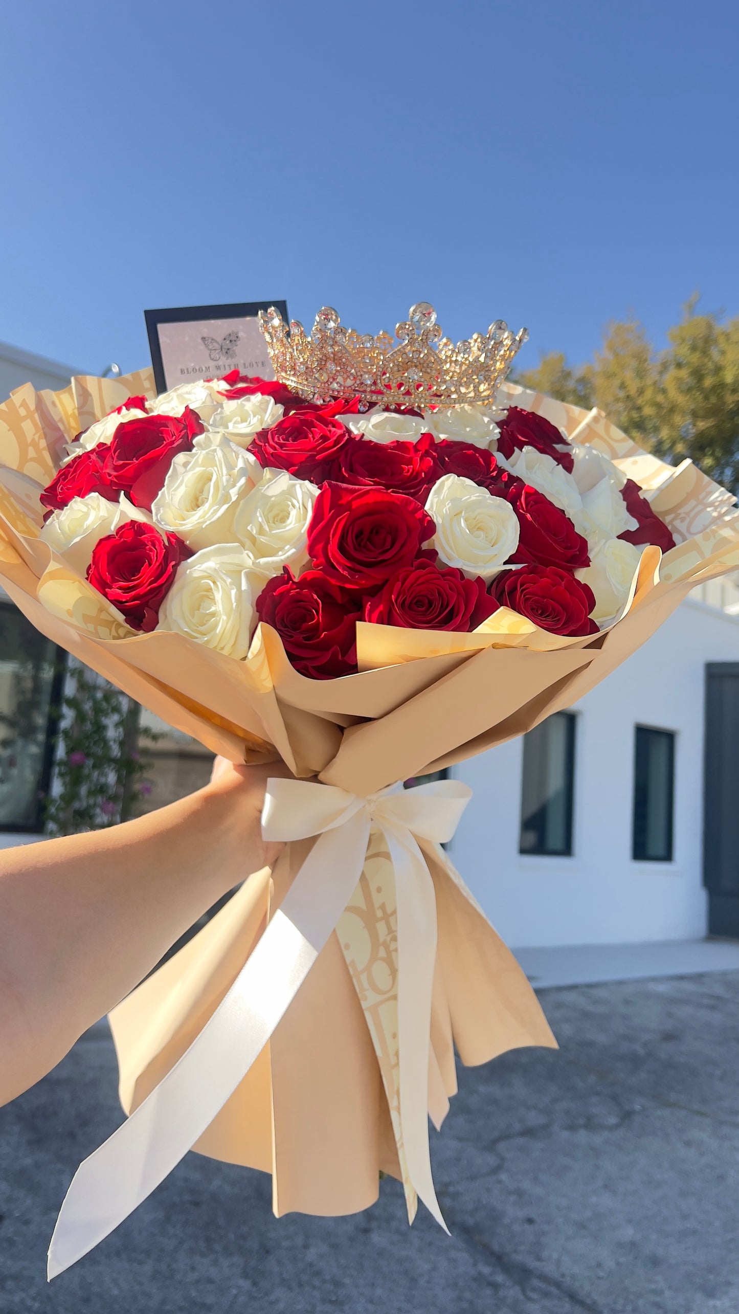 Red & White Rose Bouquet